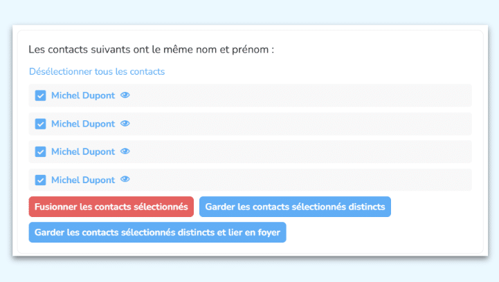 Traitez régulièrement vos doublons avec notre détecteur automatique !
