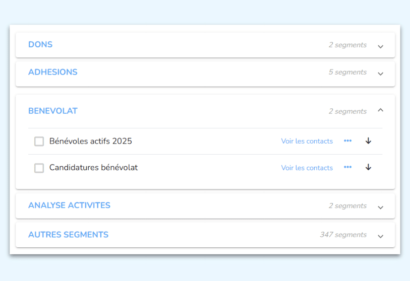 Classez tous vos segments dans des dossiers pour en comprendre l’intérêt.